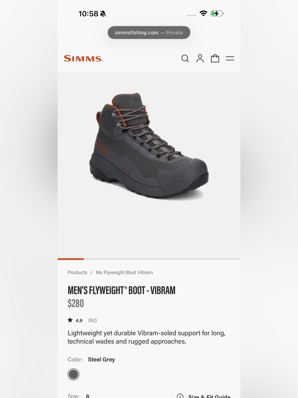 Simms Men's Flyweight Boot New in Box